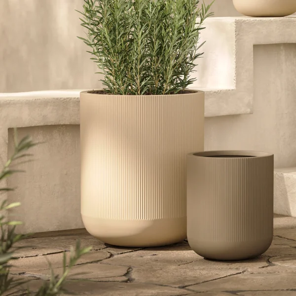 Reya Indoor/Outdoor Large Planter – Limestone Cream