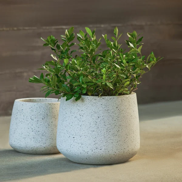 Tuva Indoor/Outdoor Wide Planter – White Terrazzo