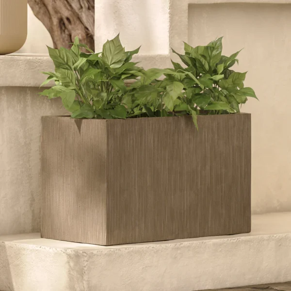 Reya Indoor/Outdoor Rectangular Planter – Concrete Gray